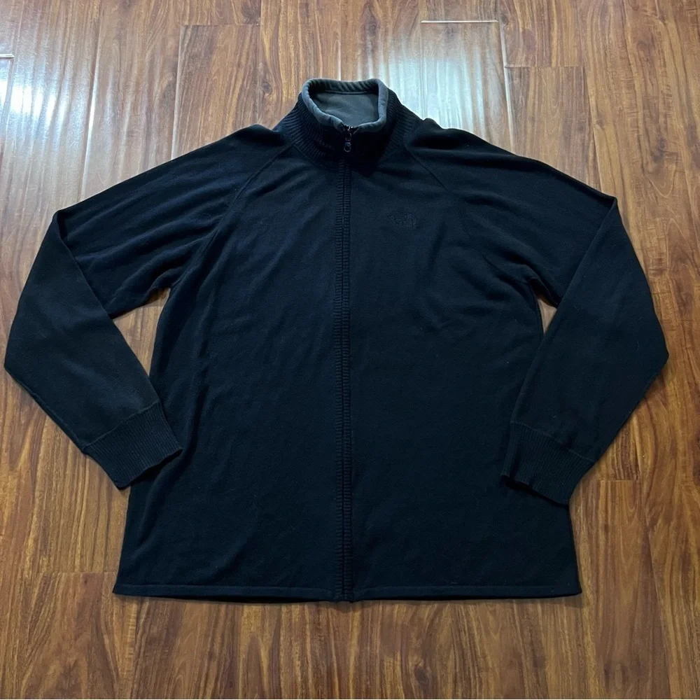 The North Face Men’s Black Wool Blend Full Zip Cardigan Sweater size large